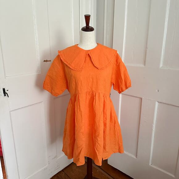 Peter Pan Collar Orange Cider Mini Dress - Picture 1 of 4
